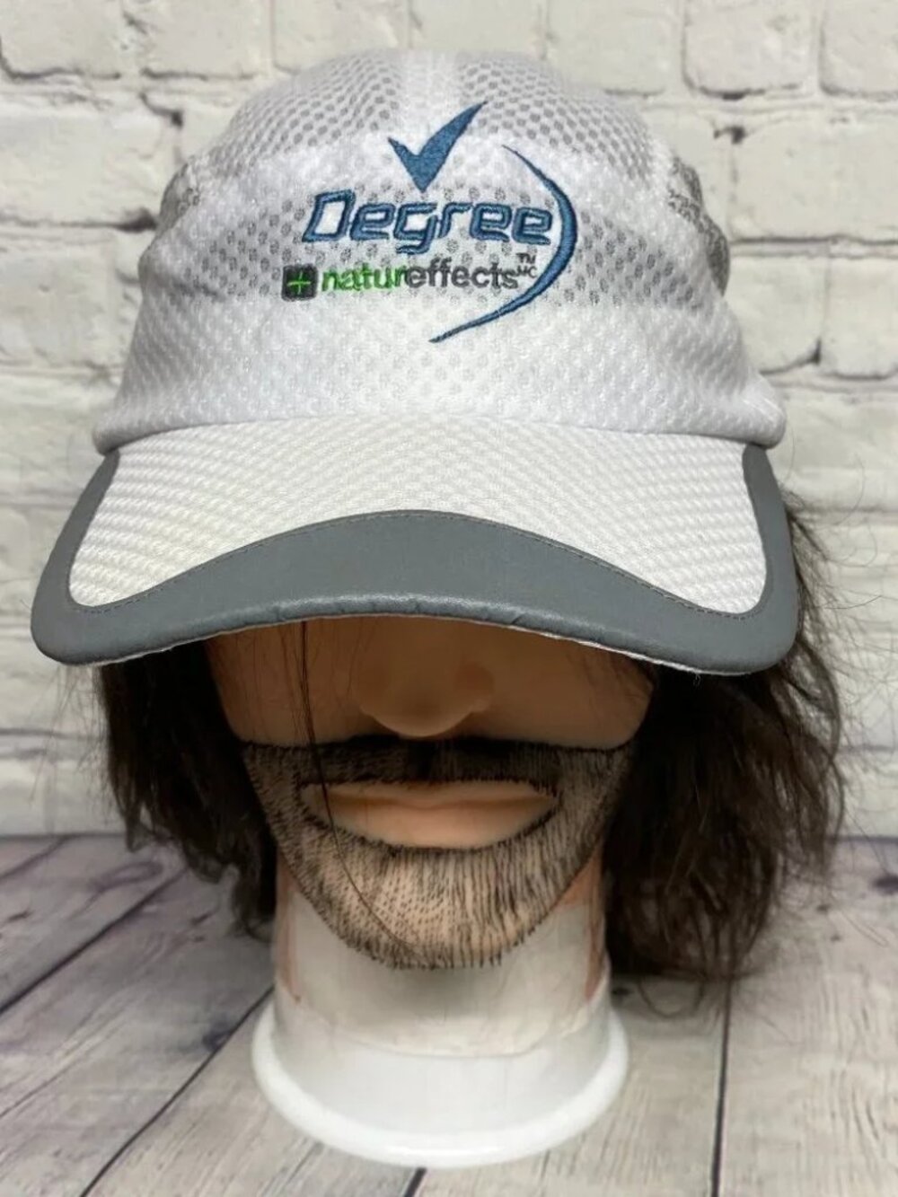 Running Hat Cap Strap Back White Mesh Degree Nature Effects OSFM